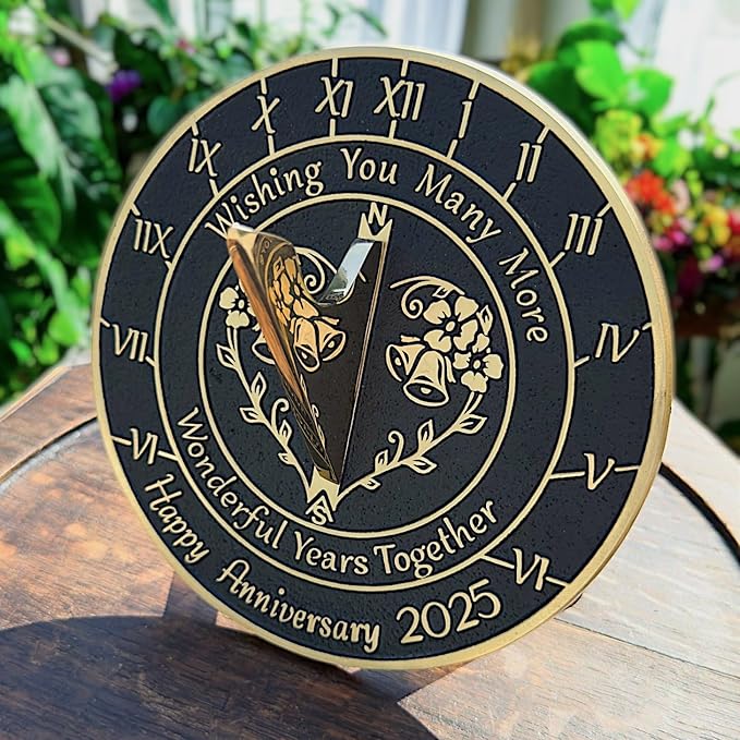Anniversary Sundial Gift for Any Wedding Anniversary in 2025 - Wonderful Years - Recycled Metal Home Decor Or Garden Present Idea - Handmade in UK for Him, Her Parents Or Couples Celebration