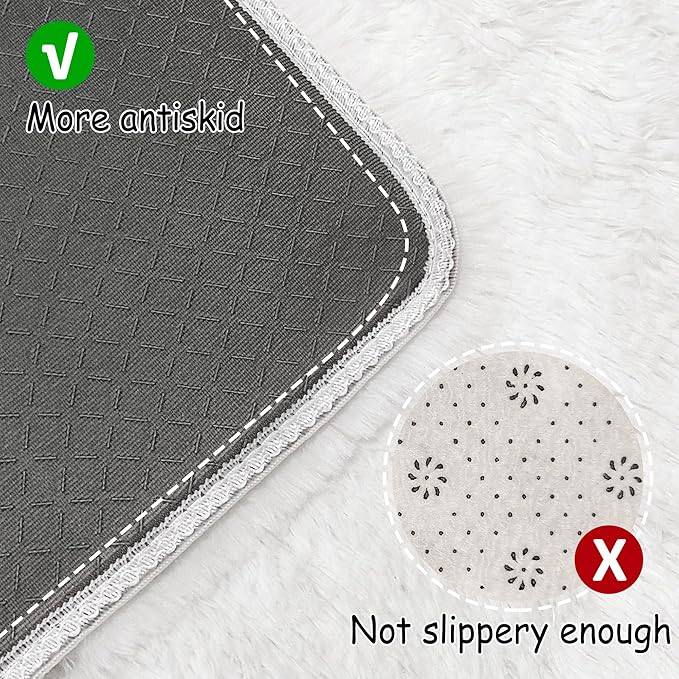 Runner Rug for Bedroom White 2x6ft Fluffy Area Rug Bedside Runner Rug for Kids Room Boys Teens Nursery Baby Living Room Dorm Home Decor Carpets