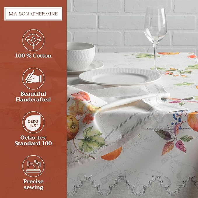 Maison d' Hermine Cloth Napkins Set of 4 100% Cotton Everyday Reusable Square Napkins Cloth Washable, Dinner, Party, Wedding, Restaurant (Fruit D'Hiver, 20" x 20")