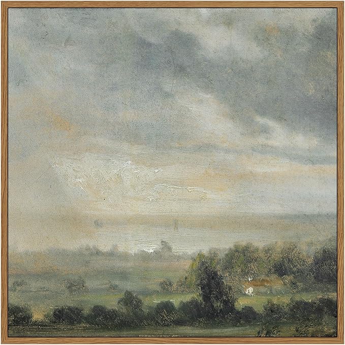 InSimSea Square Framed Canvas Wall Art, Landscape Room Decor Scenery Sky Grassland Canvas Oil Painting Home Decor, Wall Art Prints Decor for Living Room, Bedroom, Bedroom, Office 12"x12"