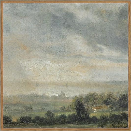 InSimSea Square Framed Canvas Wall Art, Landscape Room Decor Scenery Sky Grassland Canvas Oil Painting Home Decor, Wall Art Prints Decor for Living Room, Bedroom, Bedroom, Office 12"x12"