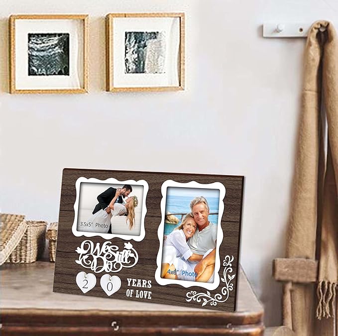 We Still Do Double Picture Frame Holds 4X6 Inches and 3.5X5 Inches,1-99 Years of Love Anniversary Wedding Marriage Blessing Gifts for Couples