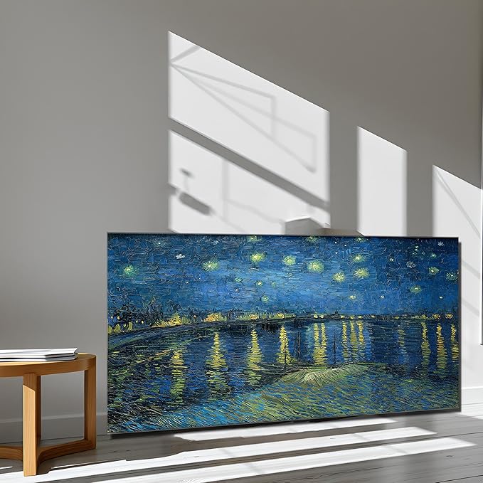 Large Artwork Starry Night Over the Rhone Van Gogh Girls Room Wall Art Famous Painting Canvas Print Blue Poster for Dining Room Hallway Office Wall Decor Framed 20x40inch