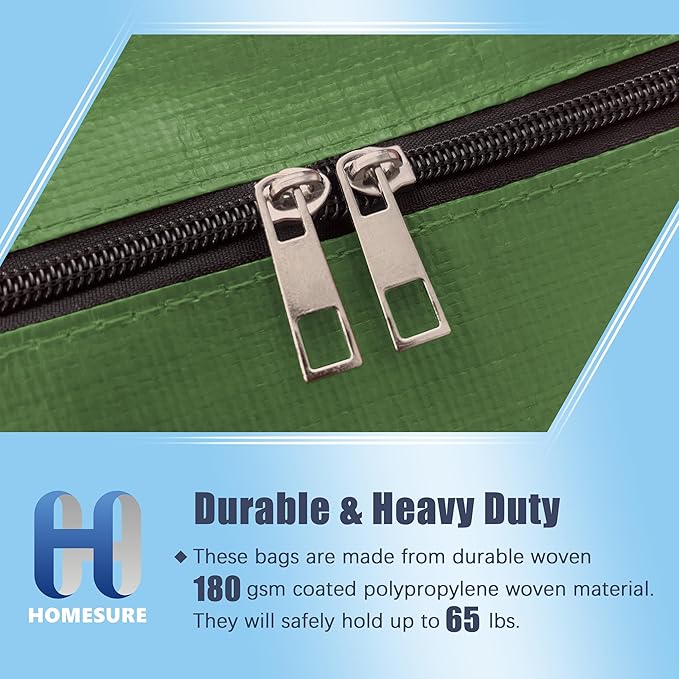 8 Pack Large Strong Moving Bags with Zippers & Carrying Handles - Water-Resistant - Heavy Duty Storage Tote for Space Saving, Fold Flat, Alternative to Moving Box (Olive Green)