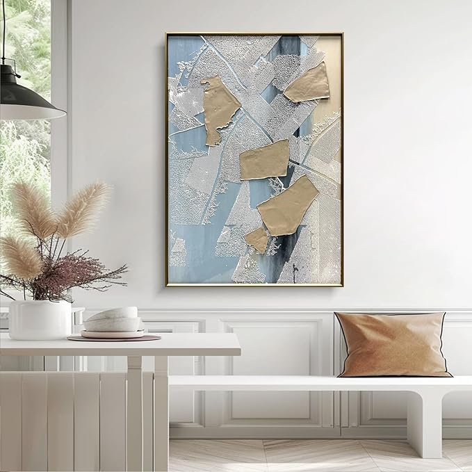 BrightA Large Framed Canvas Wall Art for Living Room and Bedroom Black and White Abstract Canvas Painting Wall Decor with Gallery Style 27.6"x39.3"