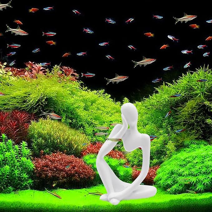 Thinker Statues and Sculptures, Resin Thinker Statue Ornaments, Abstract Style Sculptures, Housewarming Gifts, Housewarming Decorations, Living Room Dining Desk Decorations (White Right, Small)