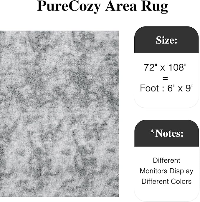 Large Area Rugs 6 x 9 for Living Room, Shag Rug Washable Non-Slip Large Area Rug Super Soft Indoor Fuzzy Carpet Fluffy Rugs for Bedroom Home Aesthetic Decor