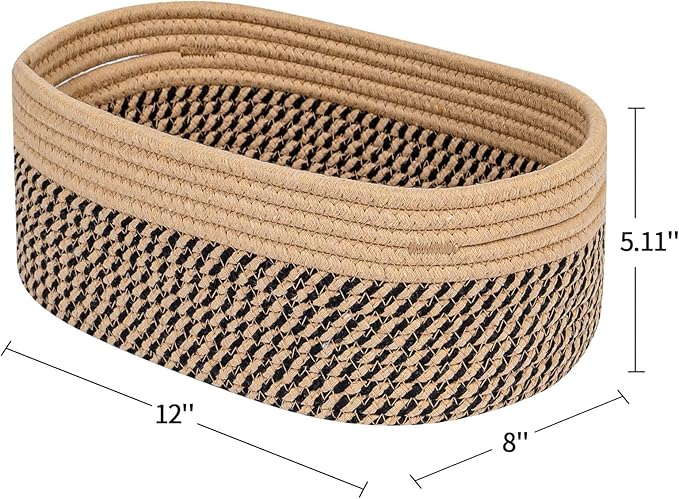 CubesLand Small Cube Shelf Closet Storage Baskets Bins Set 2,Woven Basket for Organizing/Storage, Long-lasting &Skin-friendly Storage Basket Bin,Stylish Room Decor Basket,Camel/Mixed Black Rope Basket