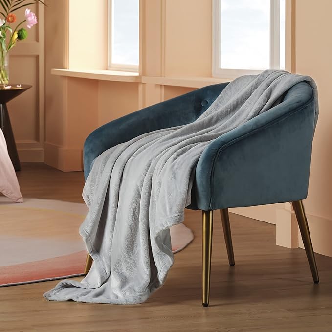 Bedsure GentleSoft Twin XL Fleece Blanket Dorm Bedding - Lightweight Soft Cozy Blankets for Bed, Sofa, Couch, Travel, Camping,Light Grey, 66"x90"