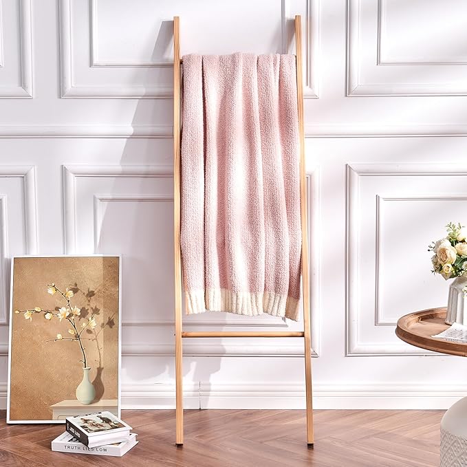 CozeCube Melange Blanket, Ultra Soft Pink and White Throw Blanket, Warm Cozy Knit Fuzzy Plush Reversible Throw for Couch Bed Sofa, 50"x60"