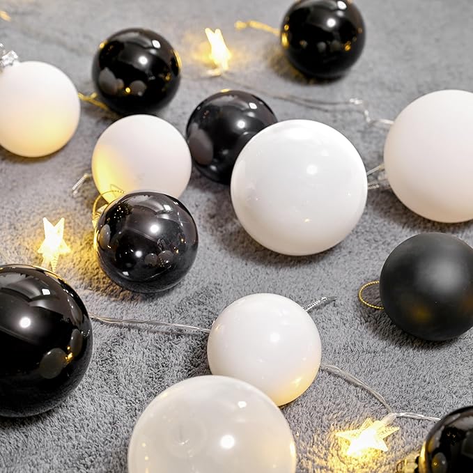 White Glass Christmas Ornaments for Tree, 3.15’’ Ball Ornaments Set of 9, Hanging Baubles with 3 Different Finishes, Plain Xmas Balls for Home Decor, Thanksgiving, Wedding Party Gift