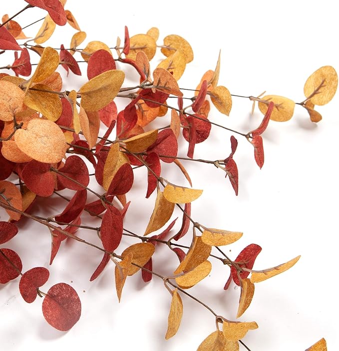 6 Pcs Artificial Eucalyptus Stems Fall Decorations with Fall Eucalyptus Leaves Autumn Decorations for Office and Home Artificial Plants for Floral Arrangement