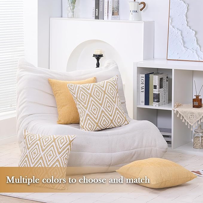 HPUK Decorative Throw Pillow Covers Set of 4 Couch Pillows Accent Cushion Cover for Couch Sofa Living Room, 20"x20" inches, Ochre