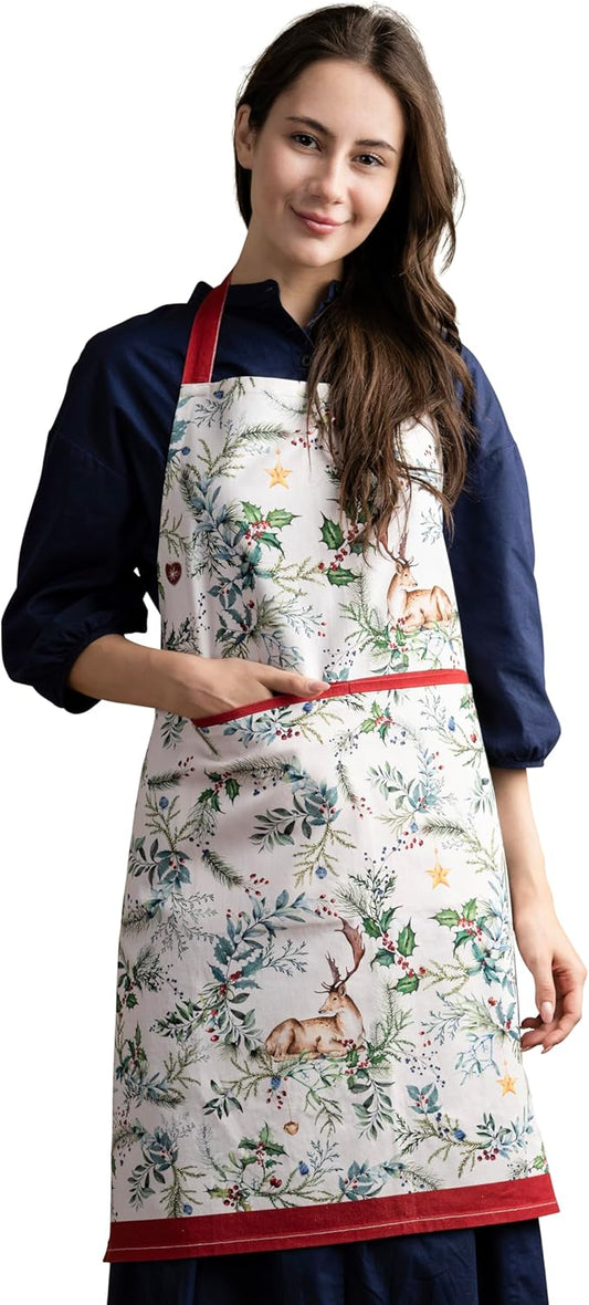 Maison d' Hermine 100% Cotton Apron for women with Pocket Kitchen Chef Apron for Men Cooking Gardening Server Waitress