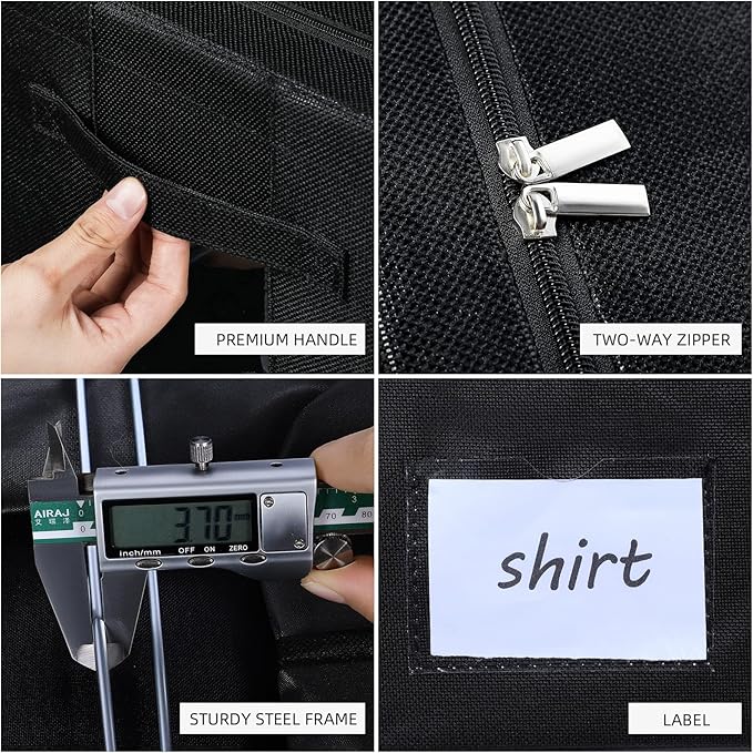 3Pack Foldable Storage Bins - Frame Storage Box Linen Fabric Stackable Clothes Container Organizer with Clear Window & Carry Handles Large Capacity (Large-66L, Black)