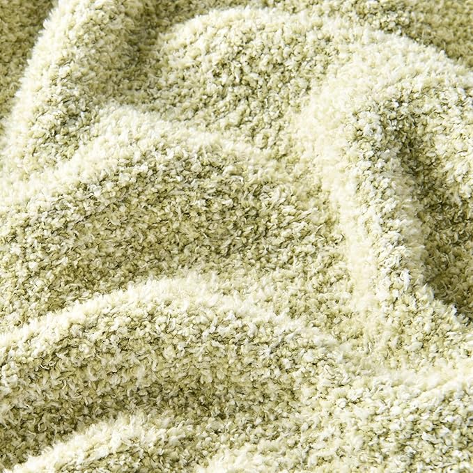 CozeCube Melange Blanket, Ultra Soft Sage Green and White Throw Blanket, Warm Cozy Knit Fuzzy Plush Reversible Throw for Couch Bed Sofa, 60"x80"