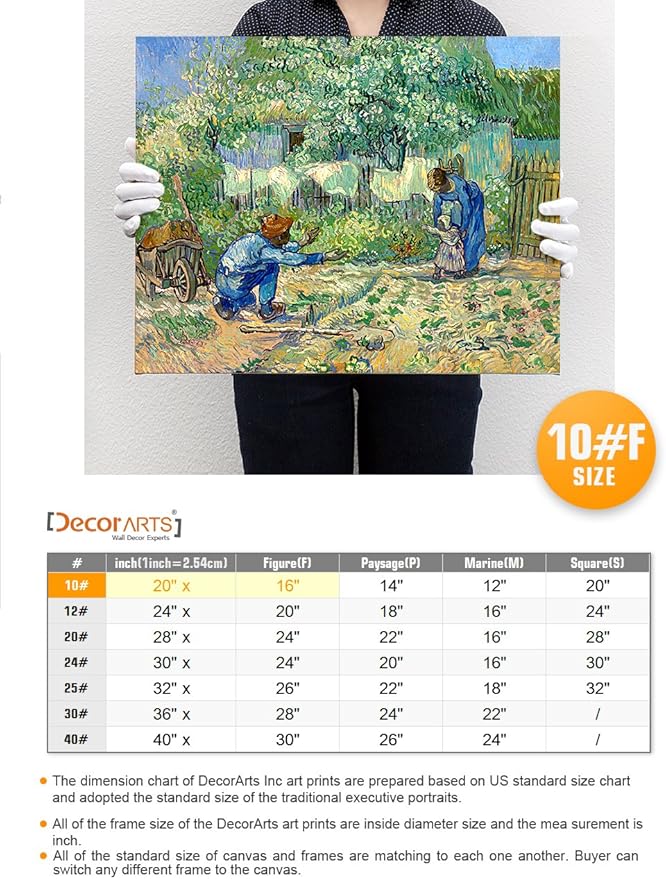 DECORARTS - First Steps, after Millet. Vincent Van Gogh Reproductions. Giclee Print for Wall Decor. 16x20