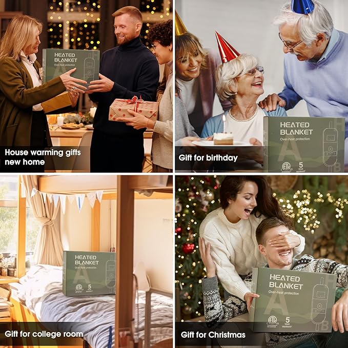 Heated Blanket Electric Throw, 50X60, Heating Throw with 10 Heats Levels/8 Hours Auto Off, Navy Blue Plaid Sherpa Blanket Winter Warmer for Adults, Washable Housewarming Gift for Couch Bed Office, ETL