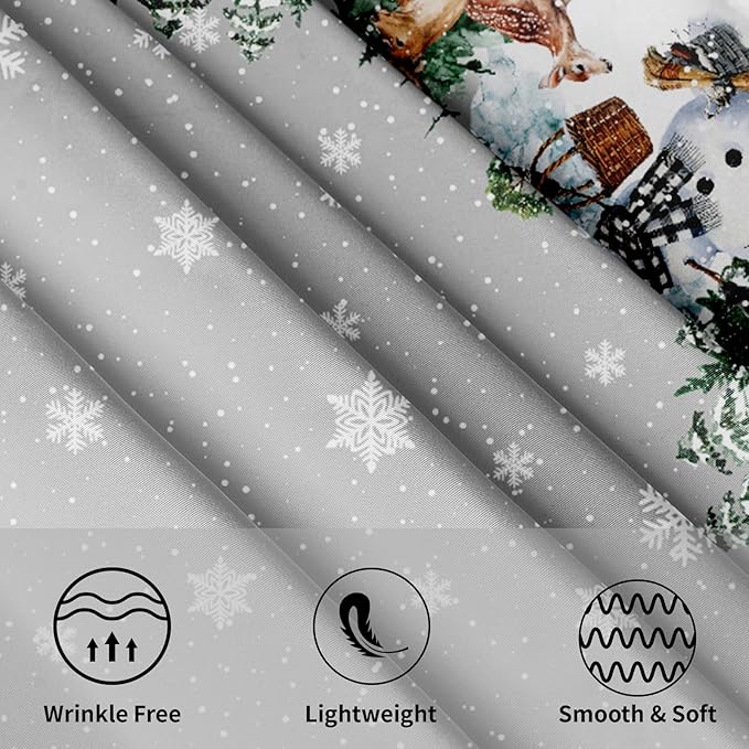 Winter Snowflake Round Tablecloth 60 Inch Winter Deer Pinetree Decoration Table Cloth Winter Woodland Decorative Table Cloth Holiday Tablecloths Christmas Snowman Table Cover for Home Kitchen Dinner