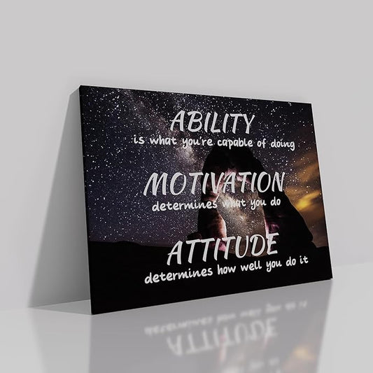 Ability Motivation Posters Wall Art Canvas Painting Attitude Inspirational Pictures Prints Framed Artwork Living Room Office Home Decor Ready to Hang [24''W x 18''H]