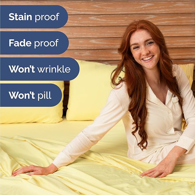 King Size 4 Piece Sheet Set - Comfy Breathable & Cooling Bed Sheets Set - Hotel Luxury Bedding for Women, Men, Kids, Teens, Boys & Girls - Deep Pockets, Ultra-Soft, Wrinkle Free - Oeko-Tex - Yellow