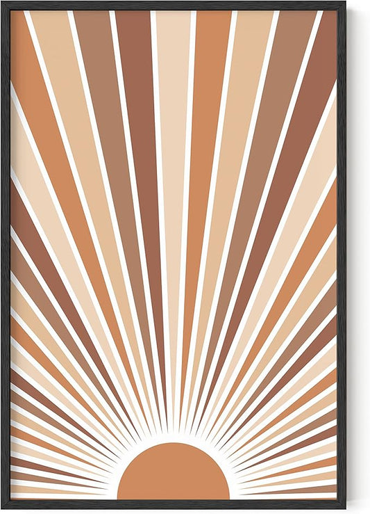 HAUS AND HUES Boho Art Prints Sun Wall Decor - Sun Art Print Boho Posters and Prints Wall Decor Rainbow Colored Sunshine Wall Art (Unframed, 24x36)