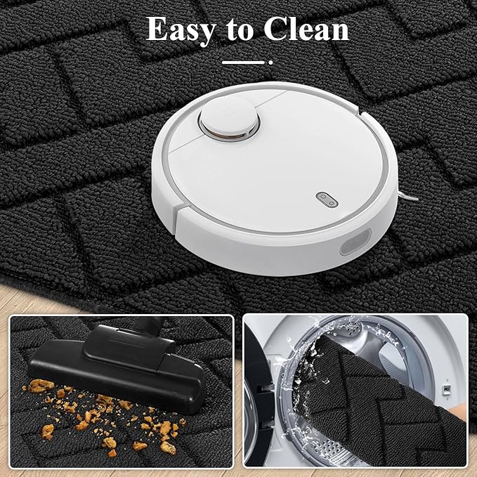 hicorfe Kitchen Rugs and Mats Sets,Super Absorbent Polypropylene Non-Slip Rug,Soft Comfort Floor Mat,Machine Wash for Kitchen,Hallway,Office,Sink,Laundry(24" x 35",Charcoal)