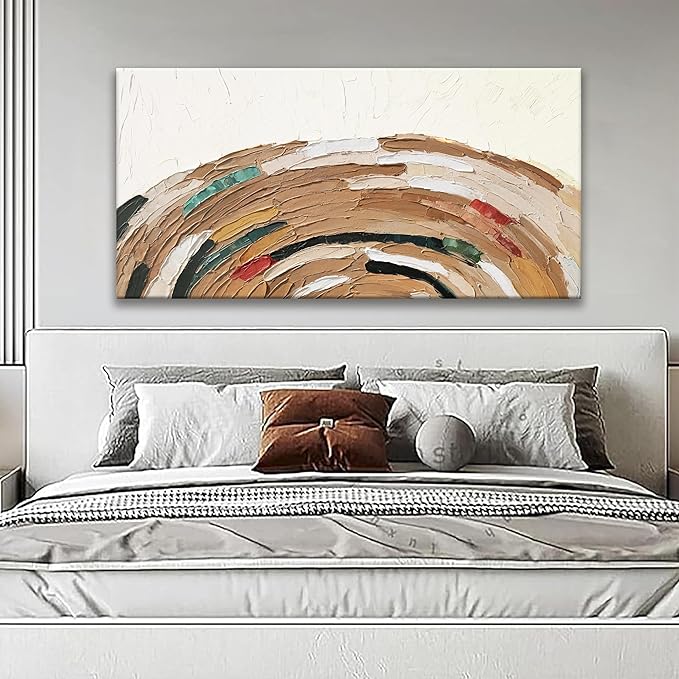 Tsomzxng Abstract Wall Art Yellow Brown Wall Art Painting Canvas Art Wall Decor Prints Abstract Wall Decor For Living Room Bedroom Kitchen Office Artwork Ready To Hang 24"×48"