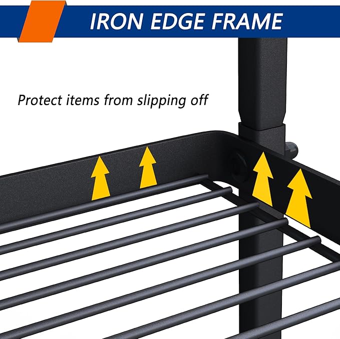 5-Wire Shelving Metal Storage Rack Shelves, Standing Storage Shelf Units for Laundry Bathroom Kitchen Pantry Closet(Black, 21.5L x 12.8W x 50.5H)