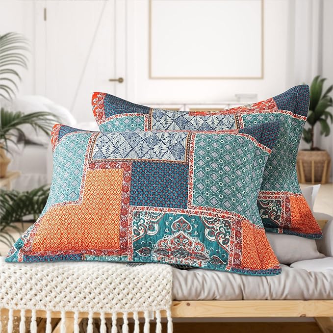 VAPUTAR Cotton Quilt King Size Bedding Set - 3 Pieces King Quilt Bedding Set, Boho King Size Quilts, Lightweight Reversible Coverlets Bedspreads for Farmhouse Bedroom