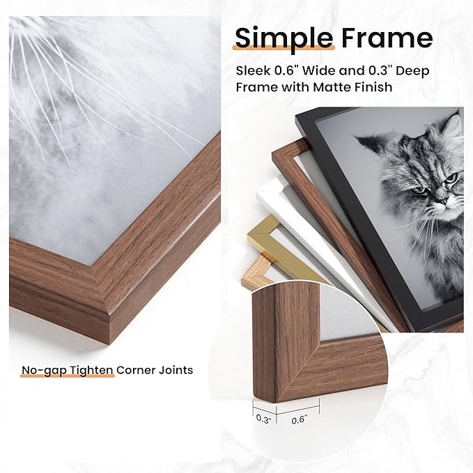 15 Pack Picture Frames Collage Wall Decor, Gallery Frame Set for Wall Mounting or Tabletop Display, Multi Sizes Including 3pcs 8x10, 6pcs 5x7, 6pcs 4x6, Walnut