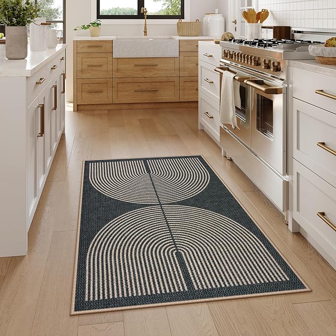 Lahome Rainbow Easy Jute Rug, 32"x48" Door Mat Black Indoor Outdoor Neutral Entryway Rug, Farmhouse Non Slip Non Shedding Lightweight Kitchen Mats for Floor Entrance