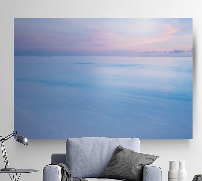 Renditions Gallery Canvas Nature Wall Hanging Art Pastel View of Blue Ocean and Sky Modern Artwork for Bedroom Living Room Kitchen Walls - 12"X18" LT08