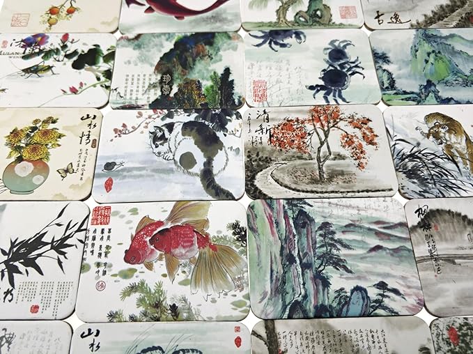 24-pcs Magnetic Fridge Magnets Refrigerator Sticker Scenery Home Decoration Animal Classic cars Accessories Magnetic Paste Arts/Crafts (Chinese ink painting)