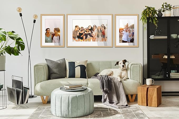 24x36 Natural Wood with White Mat | 28x40 Frame Matted to 24x36 | Display Your Print Under UV Acrylic Shatter Guard Front, with Foam Board Backing &Wall Hanging Hardware - Gallery Wood Frame