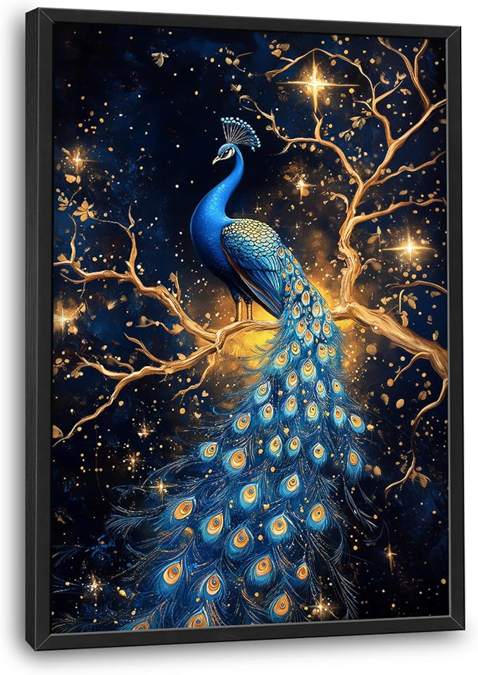 Lovira Peacock Large Wall Art Tree Canvas Wall Decor Pictures Prints Painting Framed Modern Vertical Artwork for Living Room Bedroom Bathroom Office 24"x36"