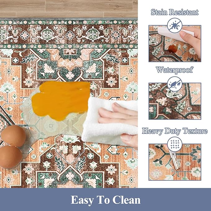 HEBE Anti Fatigue Kitchen Rug Sets 2 Piece Non Slip Kitchen Mats for Floor Cushioned Kitchen Rugs and Mats Waterproof Comfort Standing Mat Runner for Kitchen,Home Office,Sink,Laundry