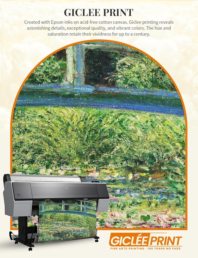 DECORARTS - The Japanese Bridge (Water-Lily Pond) by Claude Monet, Museum-Quality Giclee Canvas Print, Wall Art Reproduction, 30" W x 40" H, Made in USA