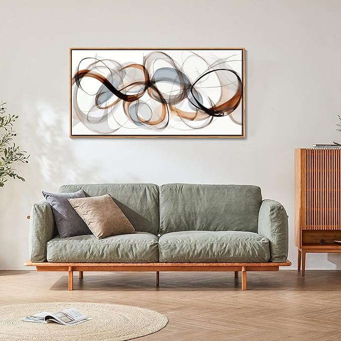 Textured Abstract Wall Art: Framed Canvas for Living Room,Office Decor - Large, Modern, Minimalist, Brown Painting - Kitchen, Family Wall Decor 24×48IN Wood Frame Dedroom Decorations