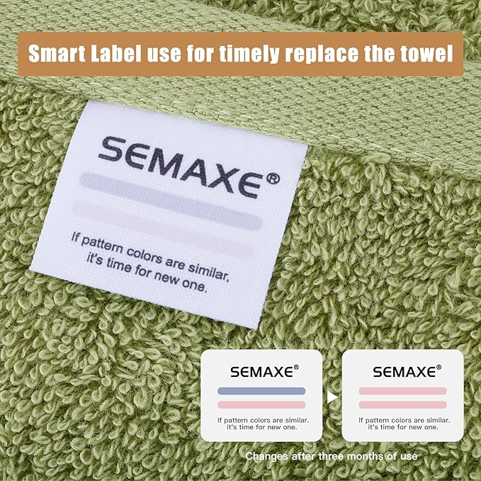 SEMAXE 12 Pack Hand Towels for Bathroom, 100% Cotton Towels with Hanging Loops, Soft and Highly Absorbent, Hand Towel Set for Gym, Shower, Hotel, Spa and Kitchen, Green