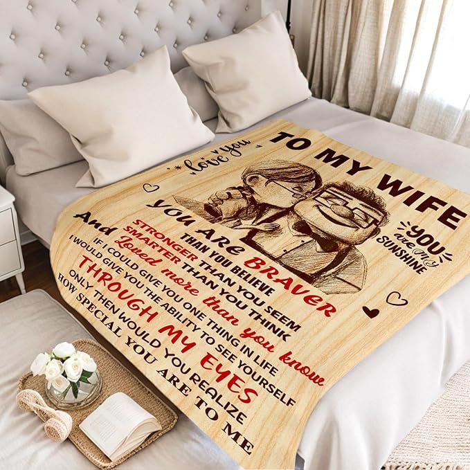 Gifts for Wife from Husband - Wedding Anniversary Birthday Gifts for Women - Romantic I Love You Present for Her - Christmas Mothers Day & Valentines Day Gifts for Wife - To My Wife's Blanket 50"x60"