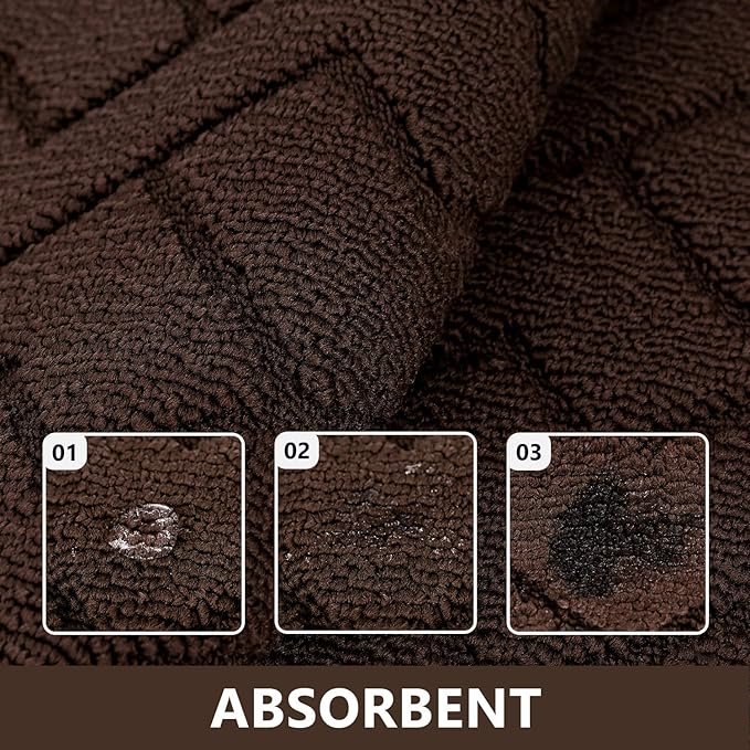 hicorfe Kitchen Rugs and Mats Sets,2 Pieces Super Absorbent Polypropylene Non-Slip Rug,Soft Comfort Floor Mat,Washable for Kitchen,Hallway,Office,Sink,Laundry(24" x 35"+24" x 71",Coffee)