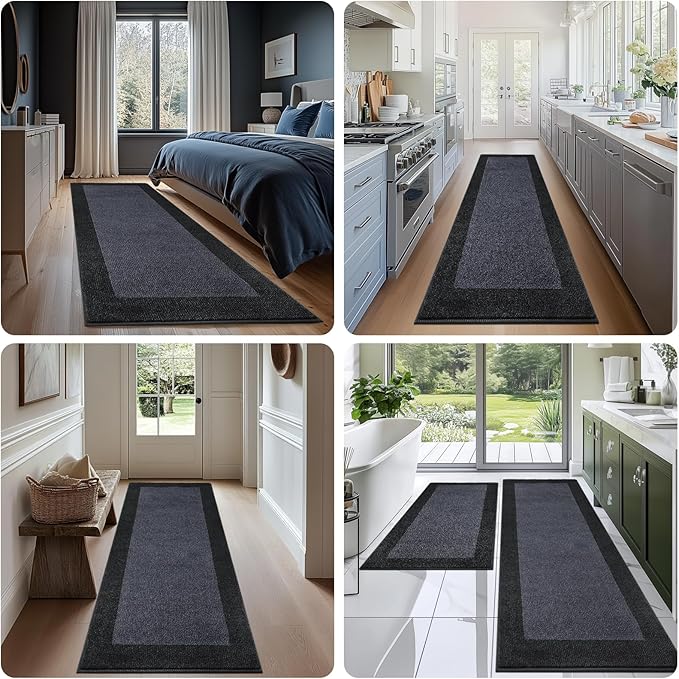 Machine Washable Kitchen Rug 32" x 84", Non Slip Kitchen Mat for Floor, Absorbent Entrance Runner Rug for Bedroom, Hallway, Bathroom, Door (Roll Packing)
