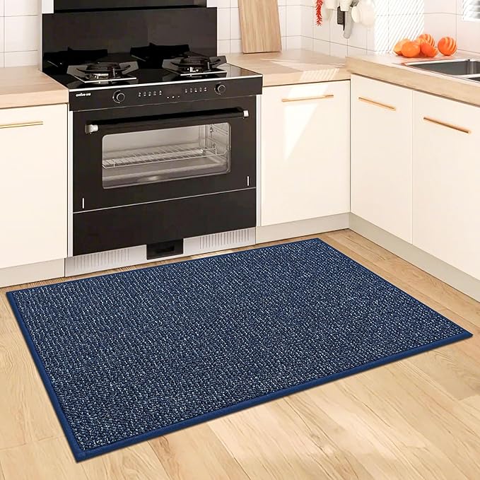 BEQHAUSE Kitchen Rugs 20"x32", Non-Slip Kitchen Mats for Floor, Super Absorbent and Stain Resistant Kitchen Rugs, Machine Washable Rugs for Kitchen, Hallway, Laundry & Sink, Blue