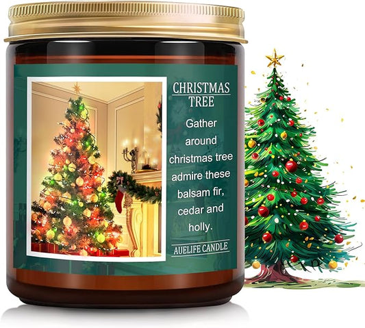 Christmas Tree Candle - Scented Aromatherapy Jar Candle for Home - Winter Holiday Gifts for Women and Men - 7 oz