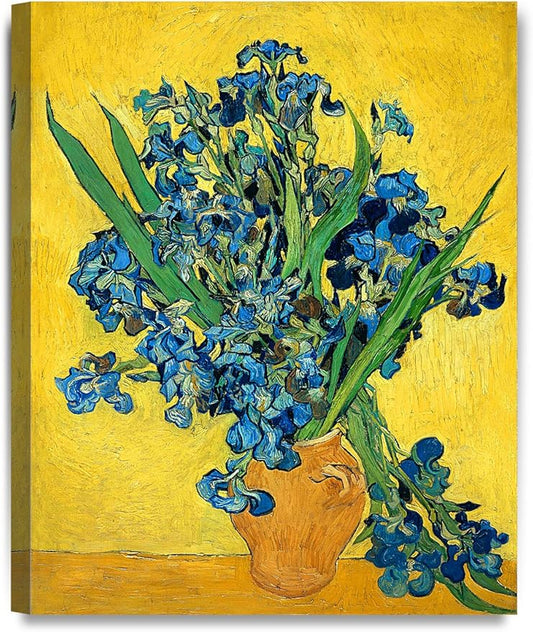DECORARTS - Irises Vase Flower, Vincent Van Gogh Art Reproduction. Giclee Canvas Prints Wall Art for Home Decor 20x16