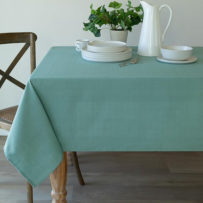 Benson Mills Cameron Textured Fabric Table Cloth, for Everyday Home Dining, Parties, Weddings & Spring Holiday Tablecloths (60" x 104" Rectangular, Nile Blue)