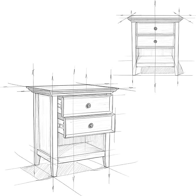 SIMPLIHOME Amherst SOLID WOOD 24 Inch Wide Traditional Bedside Nightstand Table in Farmhouse Grey, For the Living Room and Bedroom