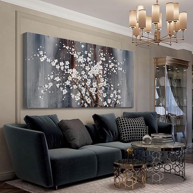 Large Canvas Wall Art Plum Blossom Wall Art Brown Wall Decor Living Room Bedroom Pictures for Wall Over Bed Framed Artwork for Wall Modern Canvas Paintings for Wall Decorations Office Decor 30×60