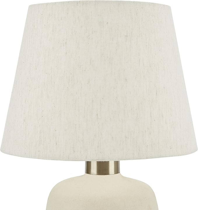 Nourison Home 16" Cream Natural Textured Ceramic Accent Table Lamp, Farmhouse, Boho, for Bedroom, Living Room, End Table, Coffee Table Lamp